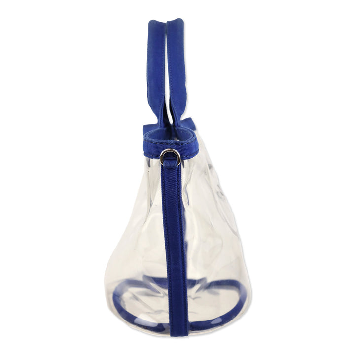 Prada Cobalt Blue Canvas/PVC Plastic Logo Tote Bag