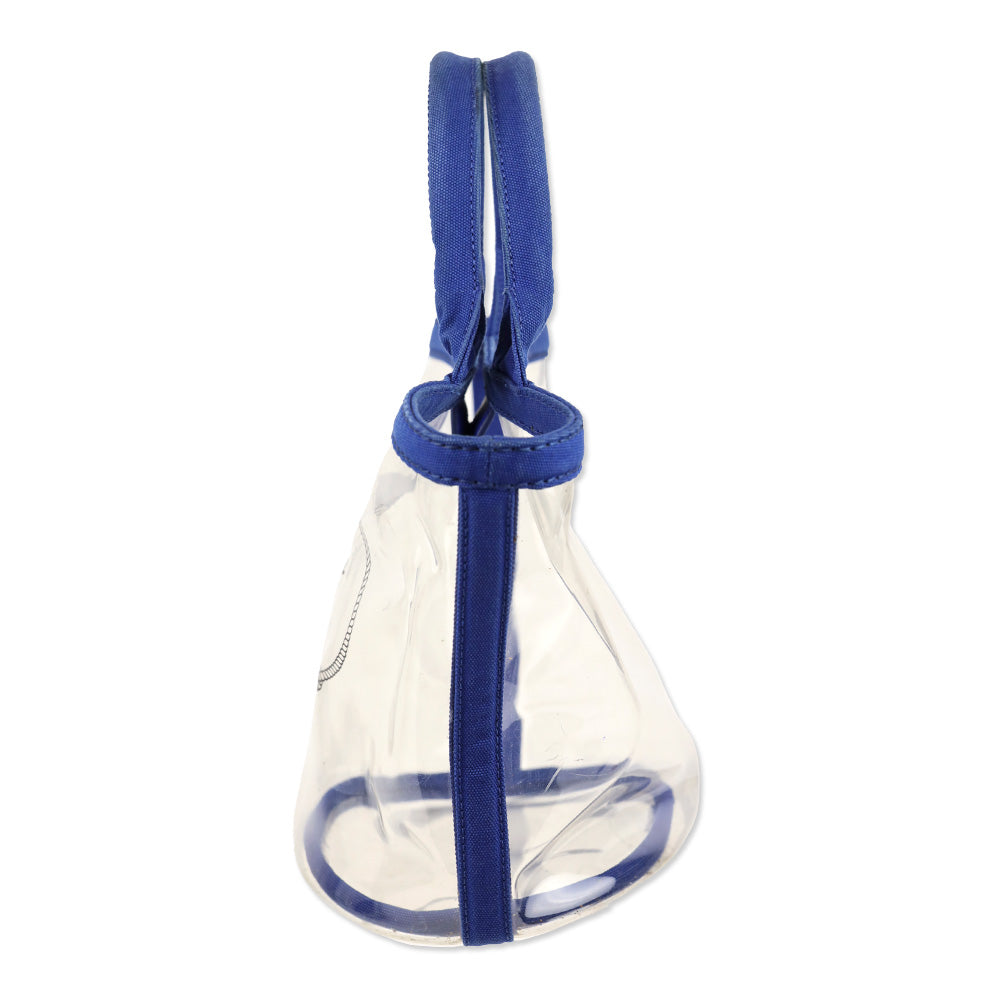 Prada Cobalt Blue Canvas/PVC Plastic Logo Tote Bag