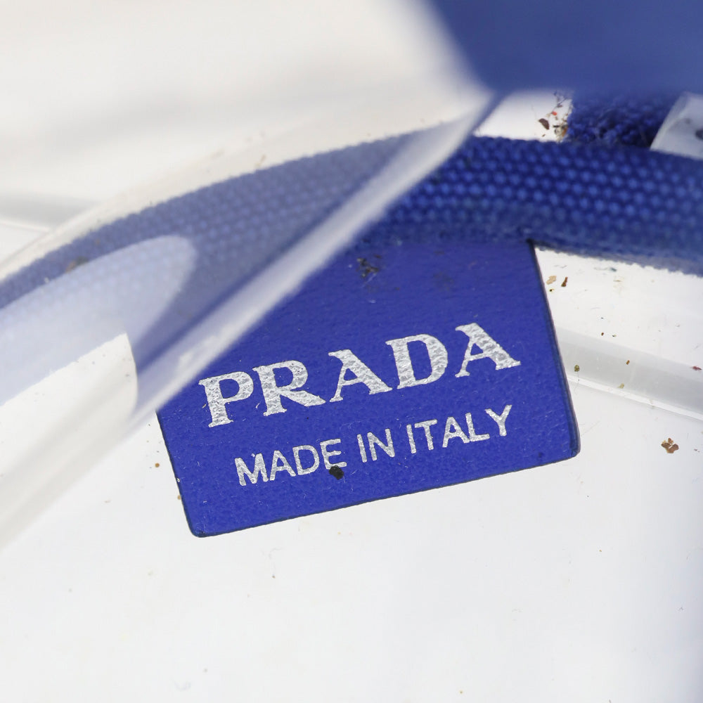 Prada Cobalt Blue Canvas/PVC Plastic Logo Tote Bag