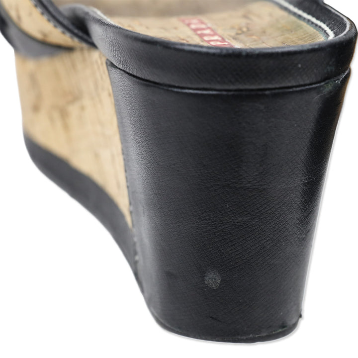 Prada Cork Platform Wedge Mule Sandals