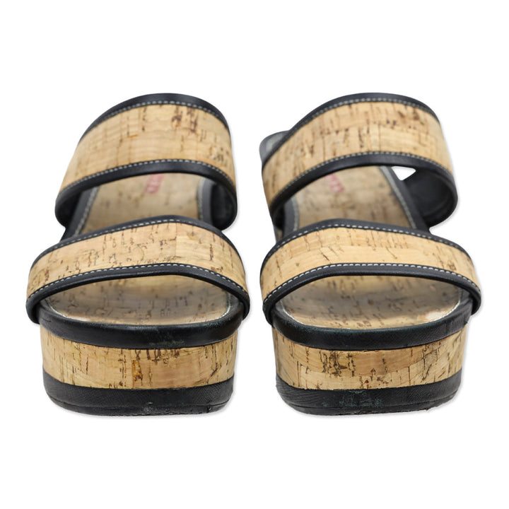 Prada Cork Platform Wedge Mule Sandals