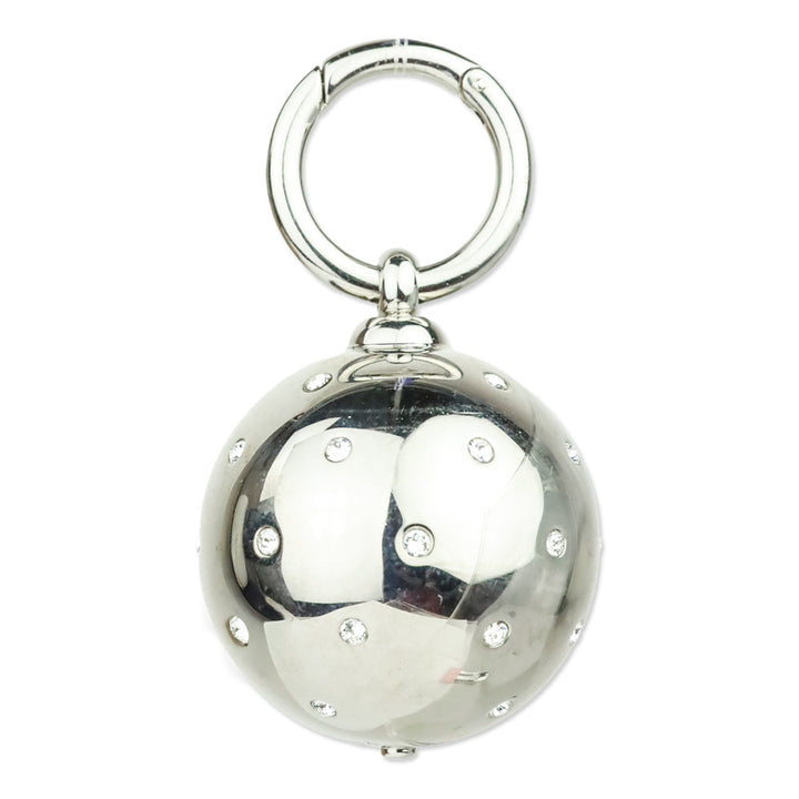 Prada Crystal Embellished Silver Sphere Ball Keychain Charm