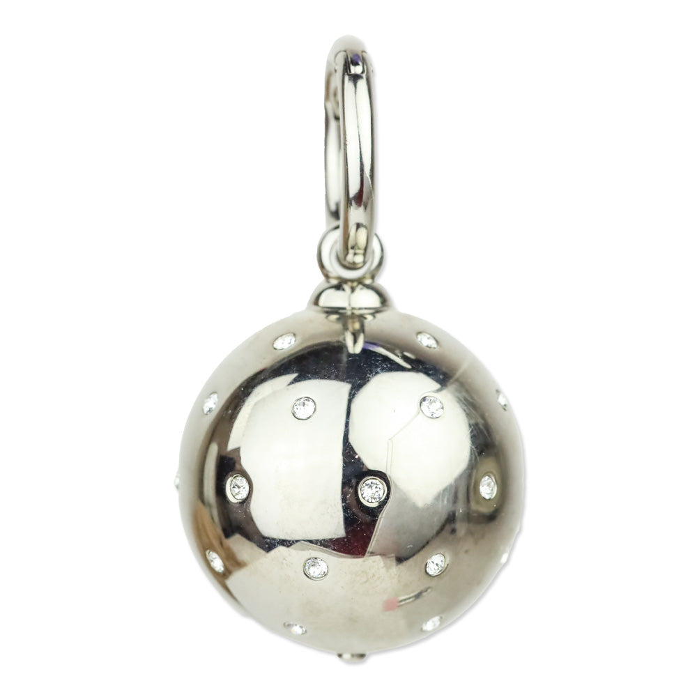 Prada Crystal Embellished Silver Sphere Ball Keychain Charm
