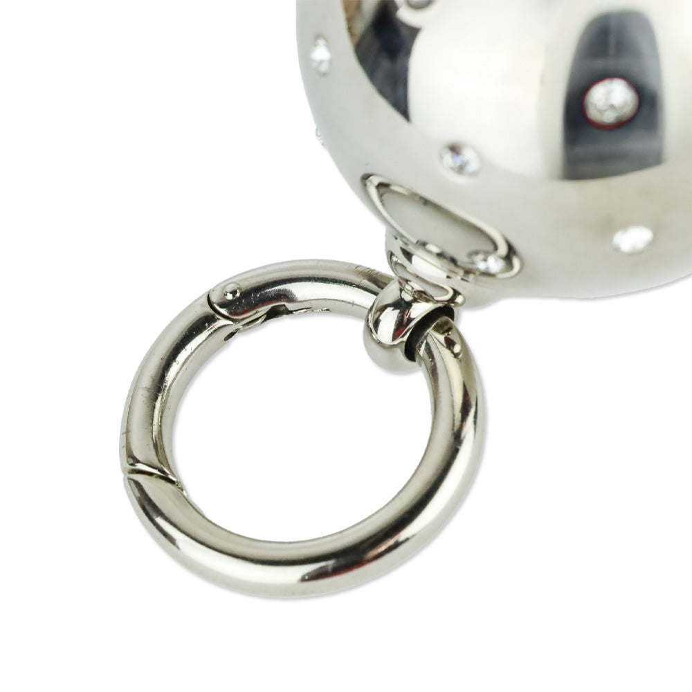 Prada Crystal Embellished Silver Sphere Ball Keychain Charm
