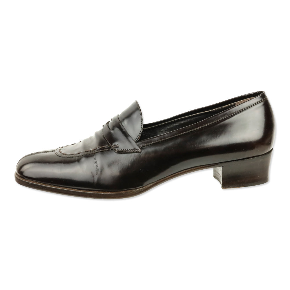 Prada Dark Brown Brushed Leather Penny Loafer