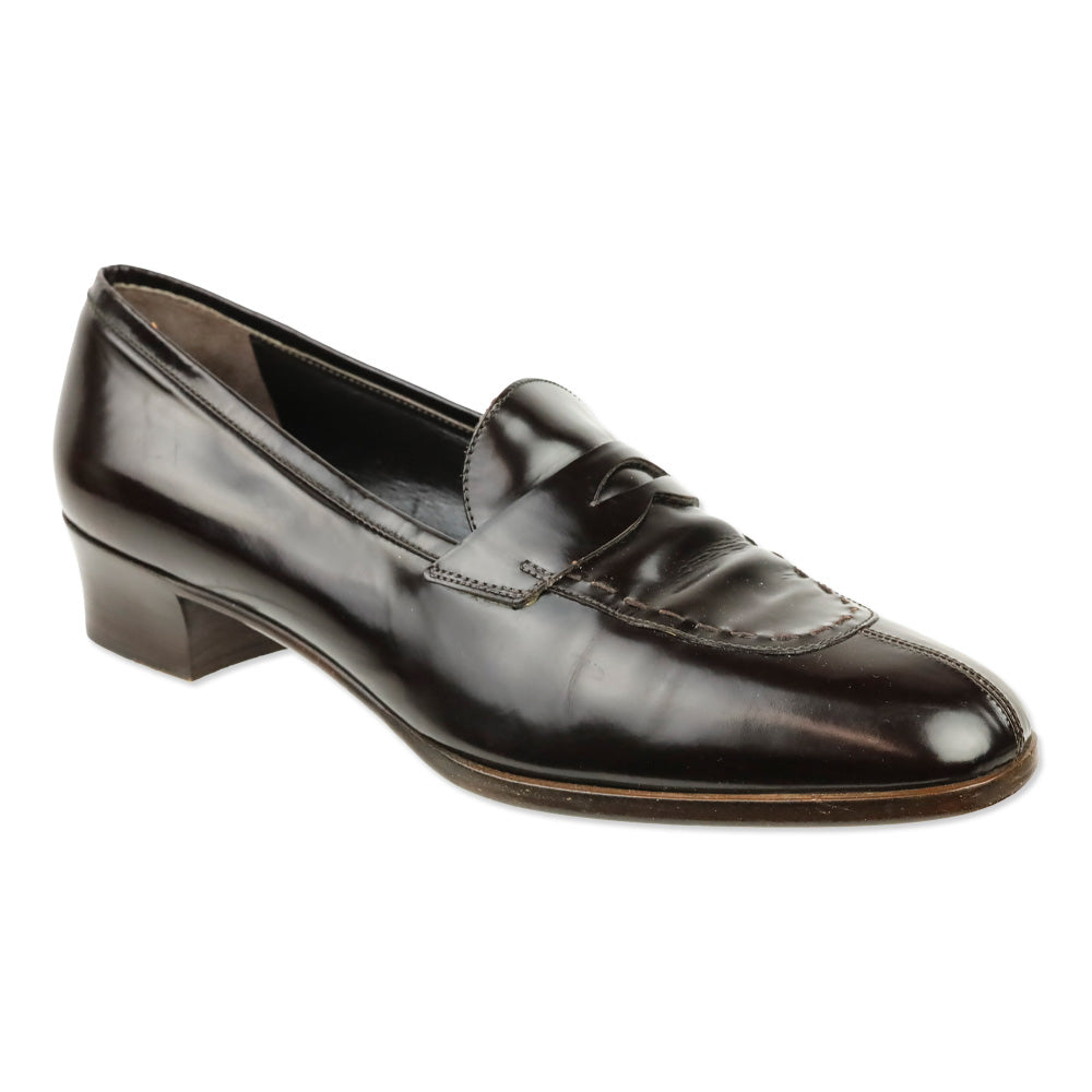 Prada Dark Brown Brushed Leather Penny Loafer
