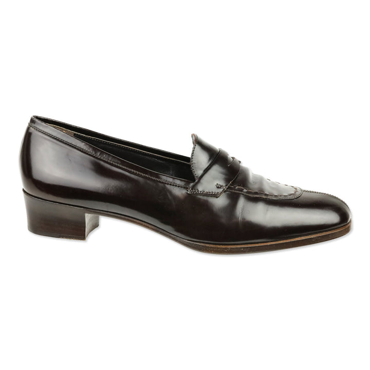 Prada Dark Brown Brushed Leather Penny Loafer