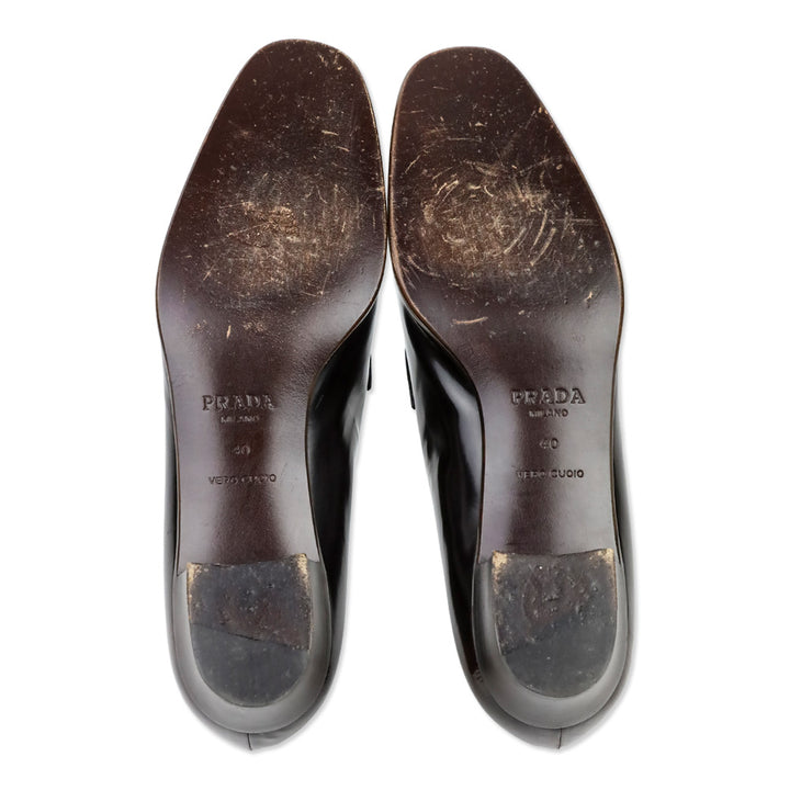 Prada Dark Brown Brushed Leather Penny Loafer