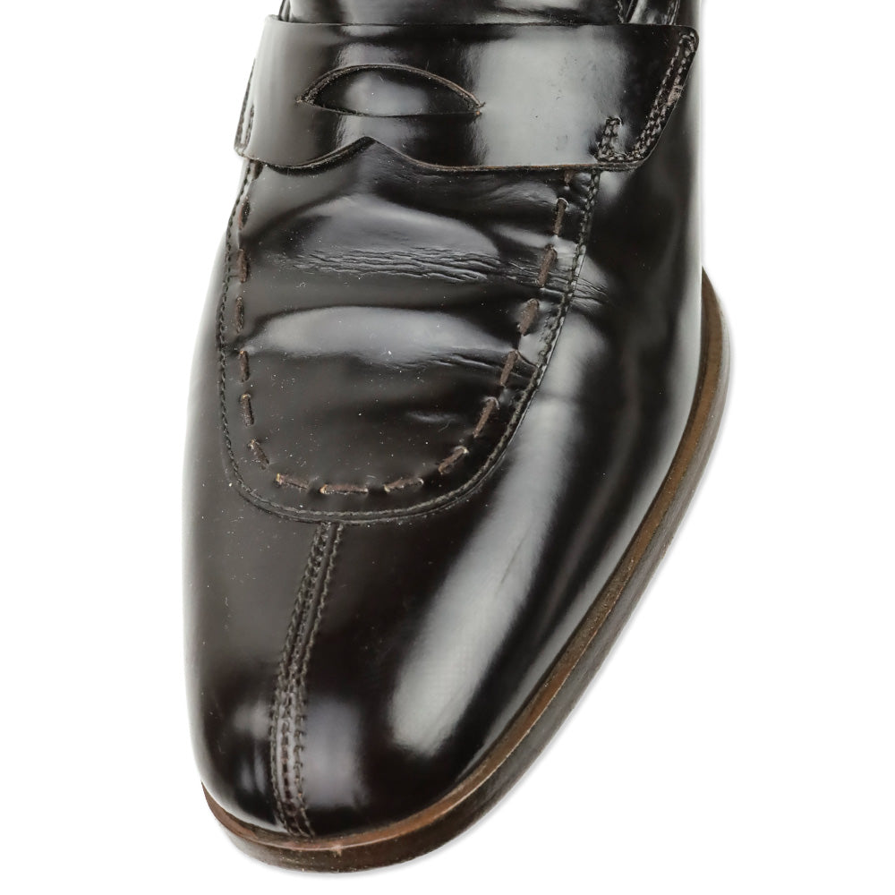 Prada Dark Brown Brushed Leather Penny Loafer