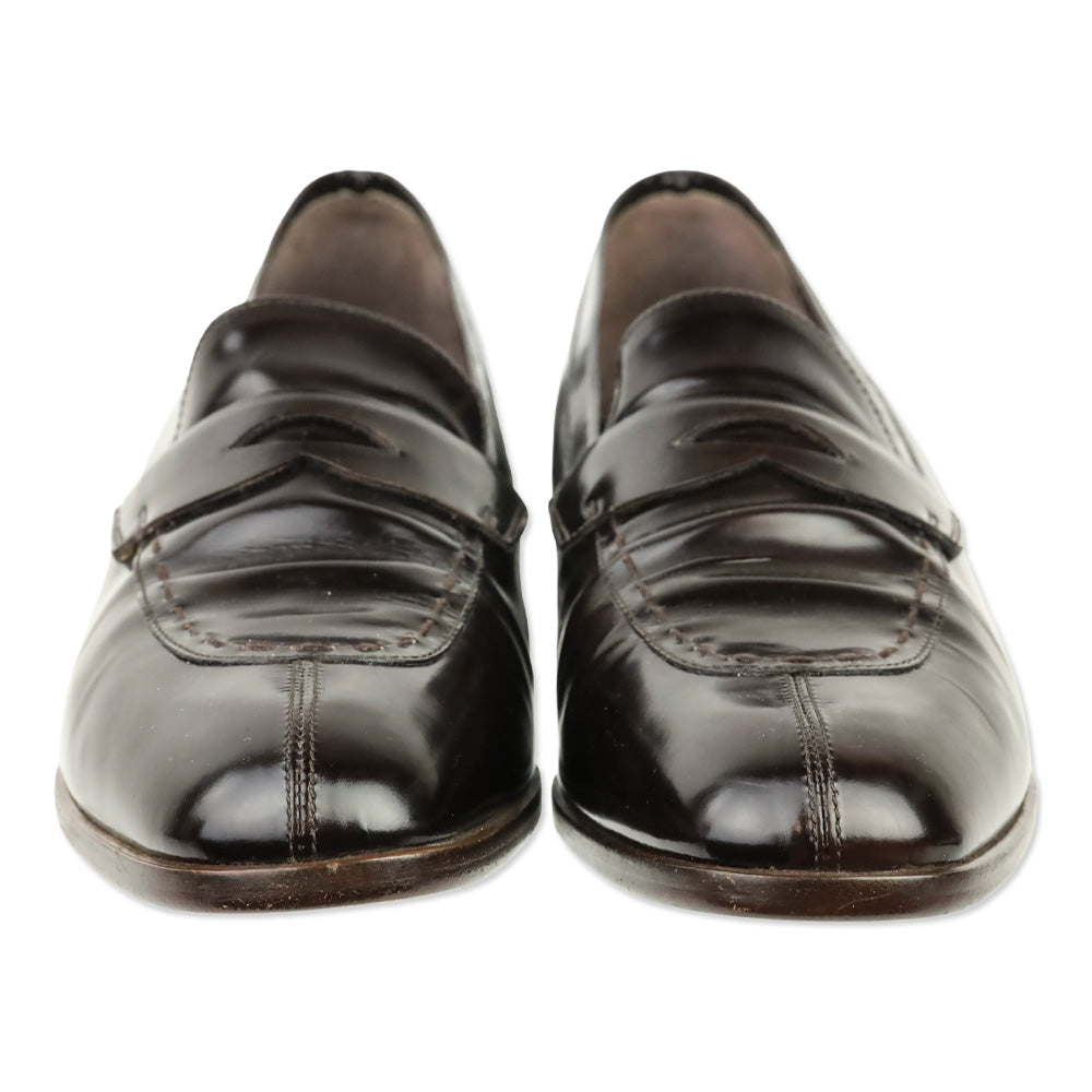 Prada Dark Brown Brushed Leather Penny Loafer