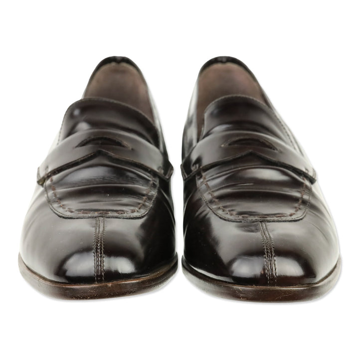 Prada Dark Brown Brushed Leather Penny Loafer