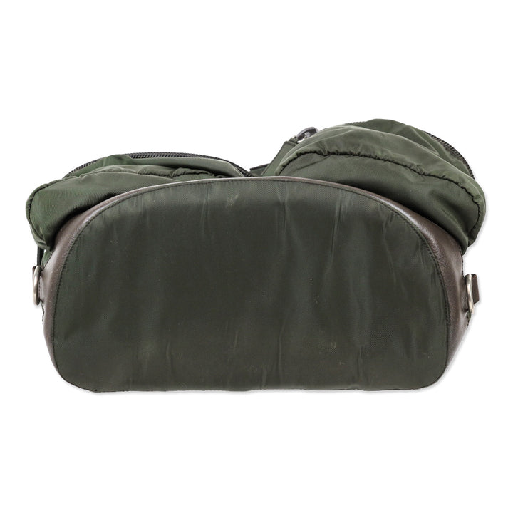 Prada Green Nylon Double Pocket Drawstring Backpack