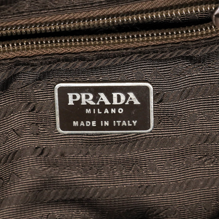 Prada Green Nylon Double Pocket Drawstring Backpack