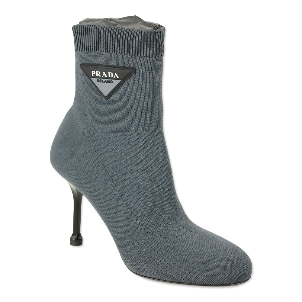 Prada Grey Logo 90 Sock Booties