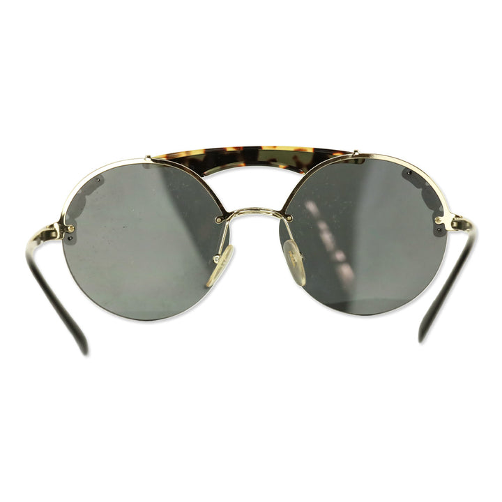 Prada Jewel Stud Tortoiseshell Gold Round Double-Bridge Sunglasses