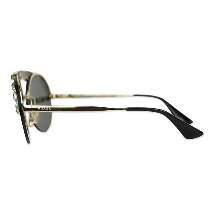 Prada Jewel Stud Tortoiseshell Gold Round Double-Bridge Sunglasses