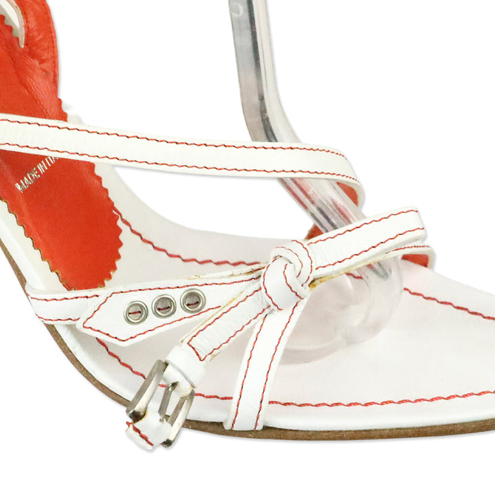 Prada Madras Bianco Paprika Strappy Slingback Sandal
