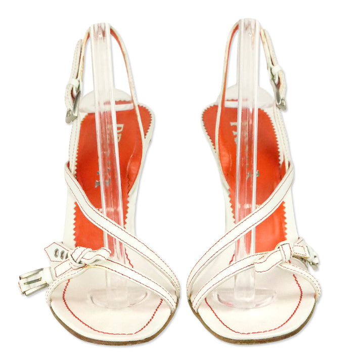 Prada Madras Bianco Paprika Strappy Slingback Sandal