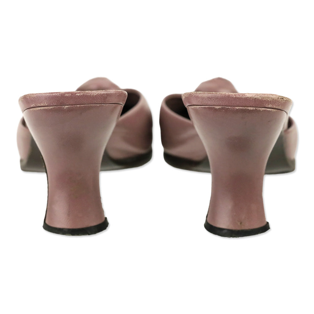 Prada Mauve Purple Leather Rose Mule Pump