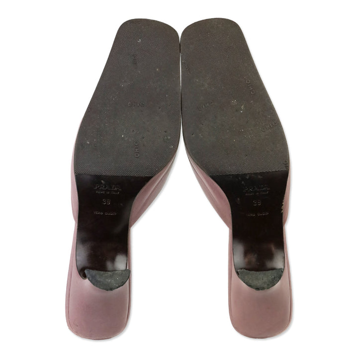 Prada Mauve Purple Leather Rose Mule Pump