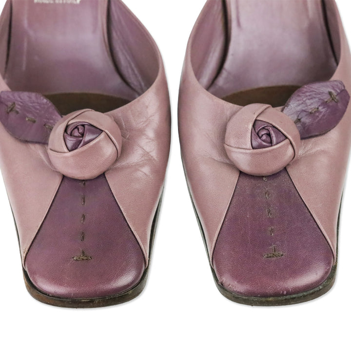 Prada Mauve Purple Leather Rose Mule Pump
