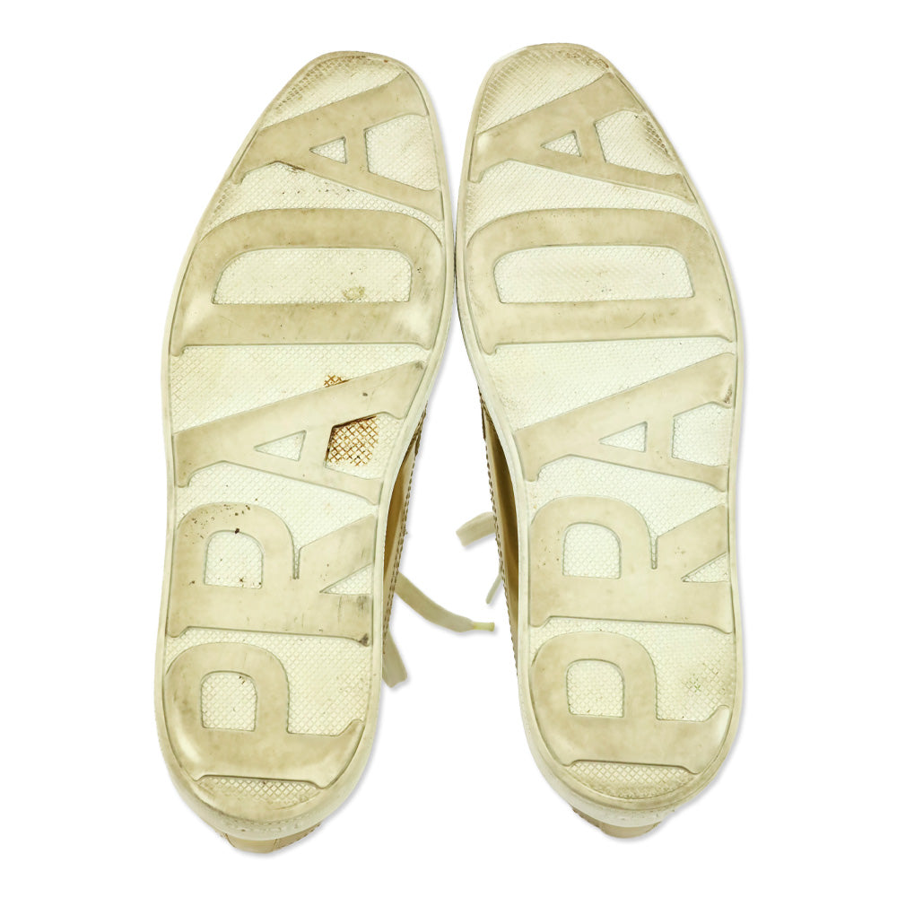 Prada Metallic Gold Brogue Wingtip Platform Sneakers