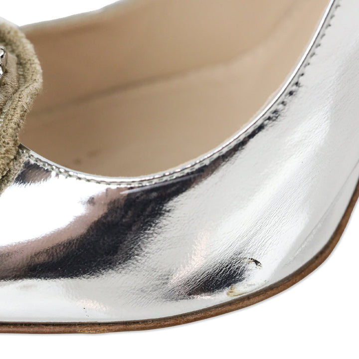 Prada Metallic Leather Crystal Medallion 110mm Pump