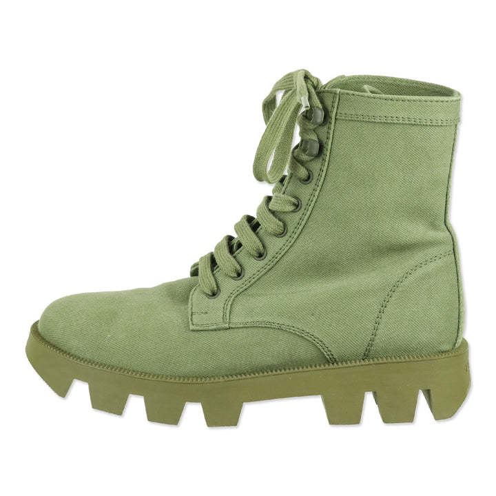 Prada Militare Green Canvas Lug-Sole Combat Boots