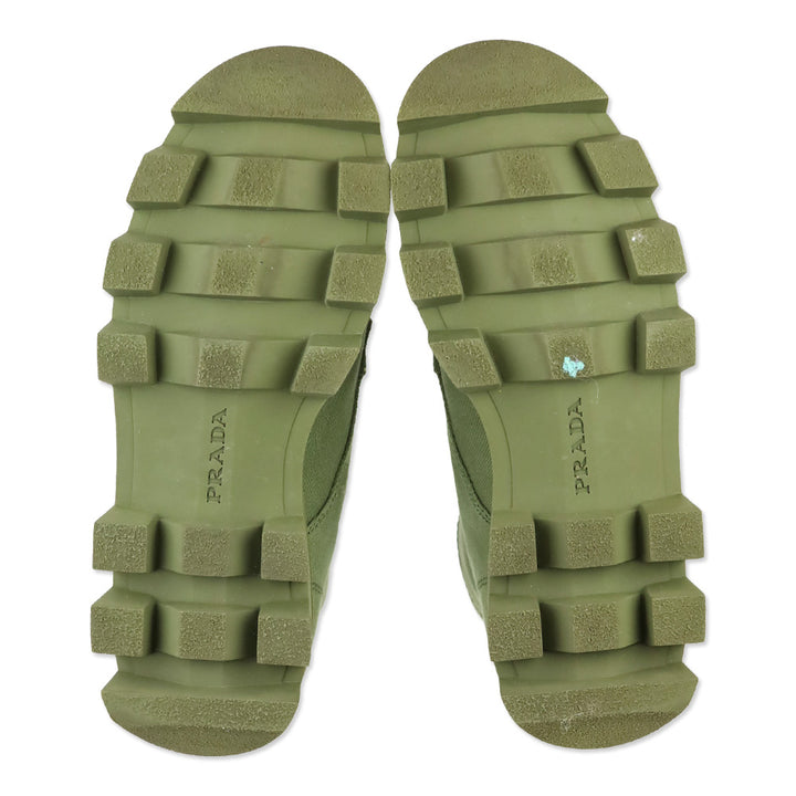 Prada Militare Green Canvas Lug-Sole Combat Boots