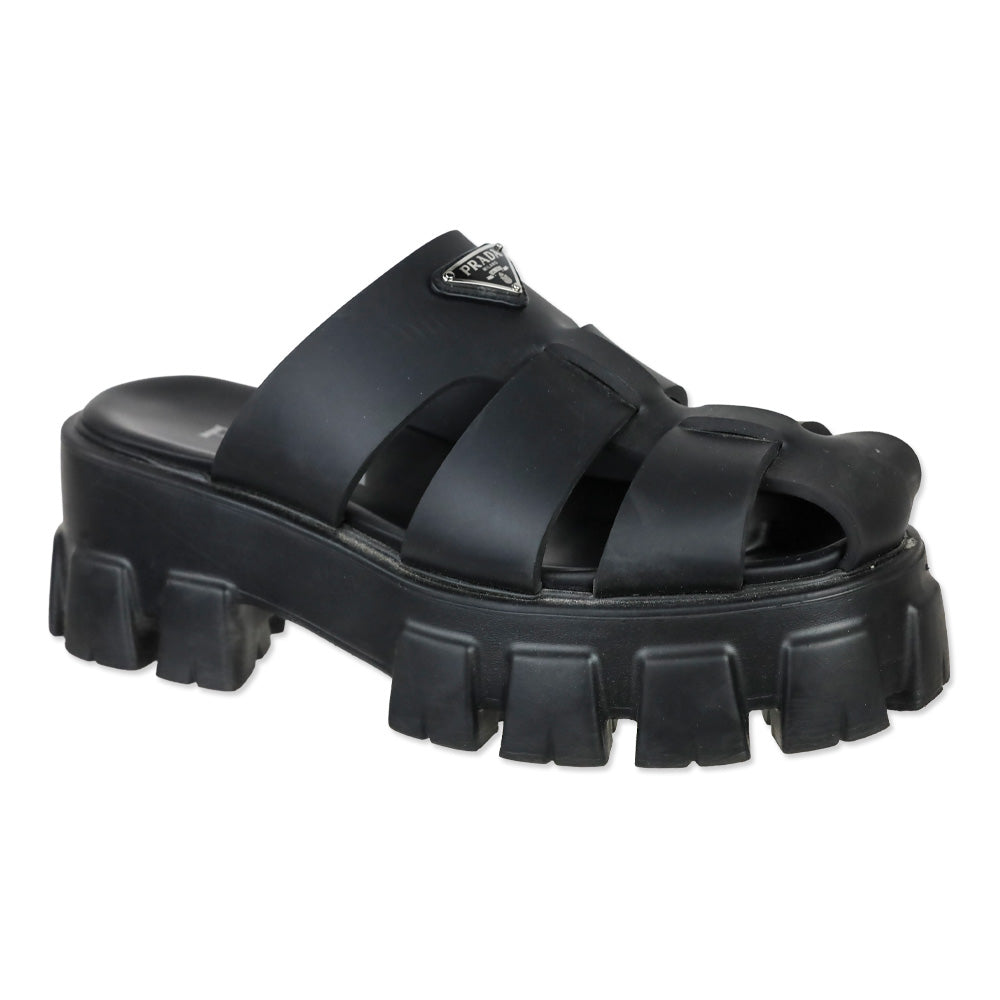 Prada Monolith Black Monolith Sabots Platform Fisherman Sandal