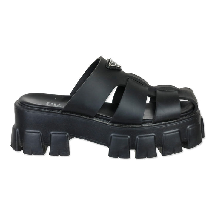 Prada Monolith Black Monolith Sabots Platform Fisherman Sandal