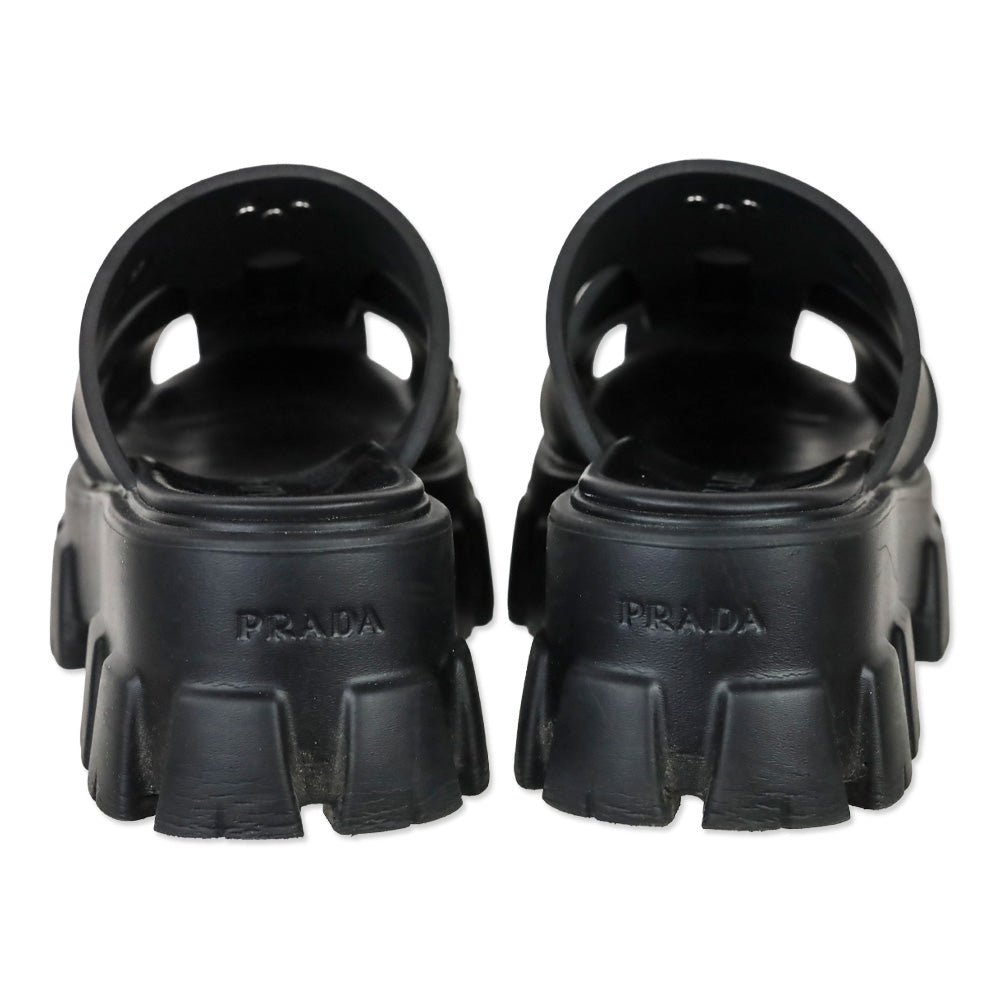 Prada Monolith Black Monolith Sabots Platform Fisherman Sandal