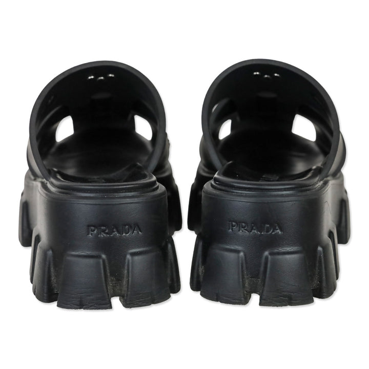 Prada Monolith Black Monolith Sabots Platform Fisherman Sandal