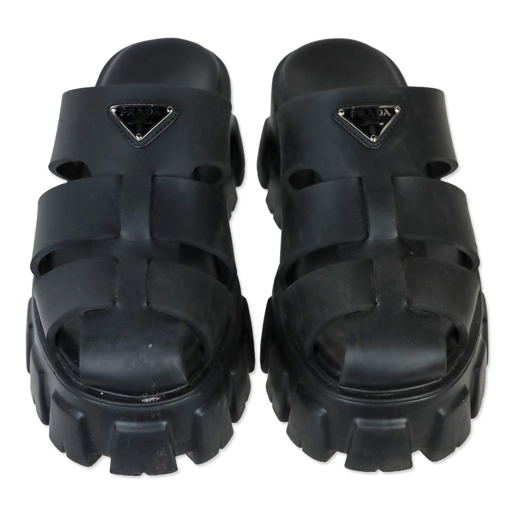 Prada Monolith Black Monolith Sabots Platform Fisherman Sandal