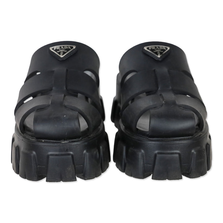 Prada Monolith Black Monolith Sabots Platform Fisherman Sandal