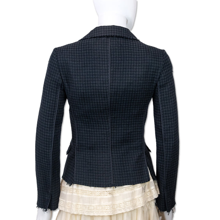 Prada Navy Black Tweed Cropped Blazer