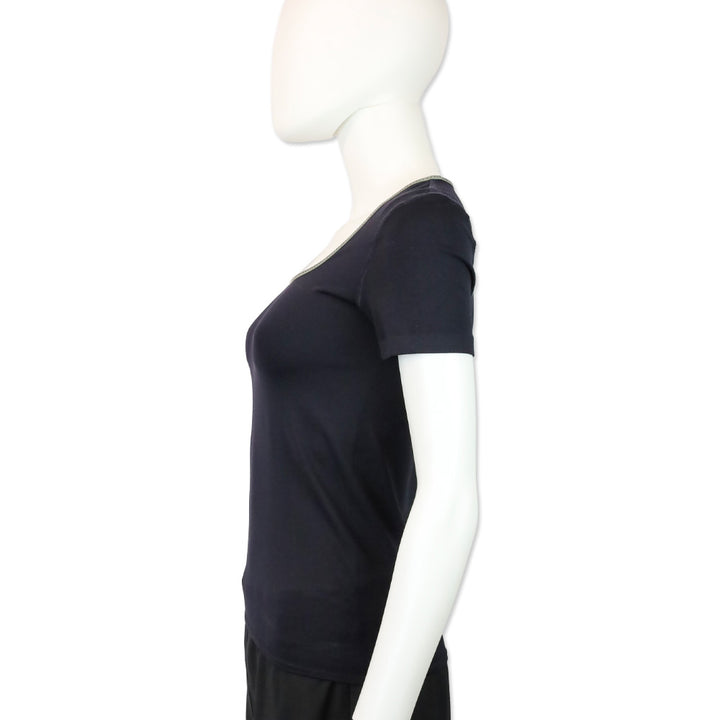 Prada Navy Blue Scoop Neck Tee Shirt Top