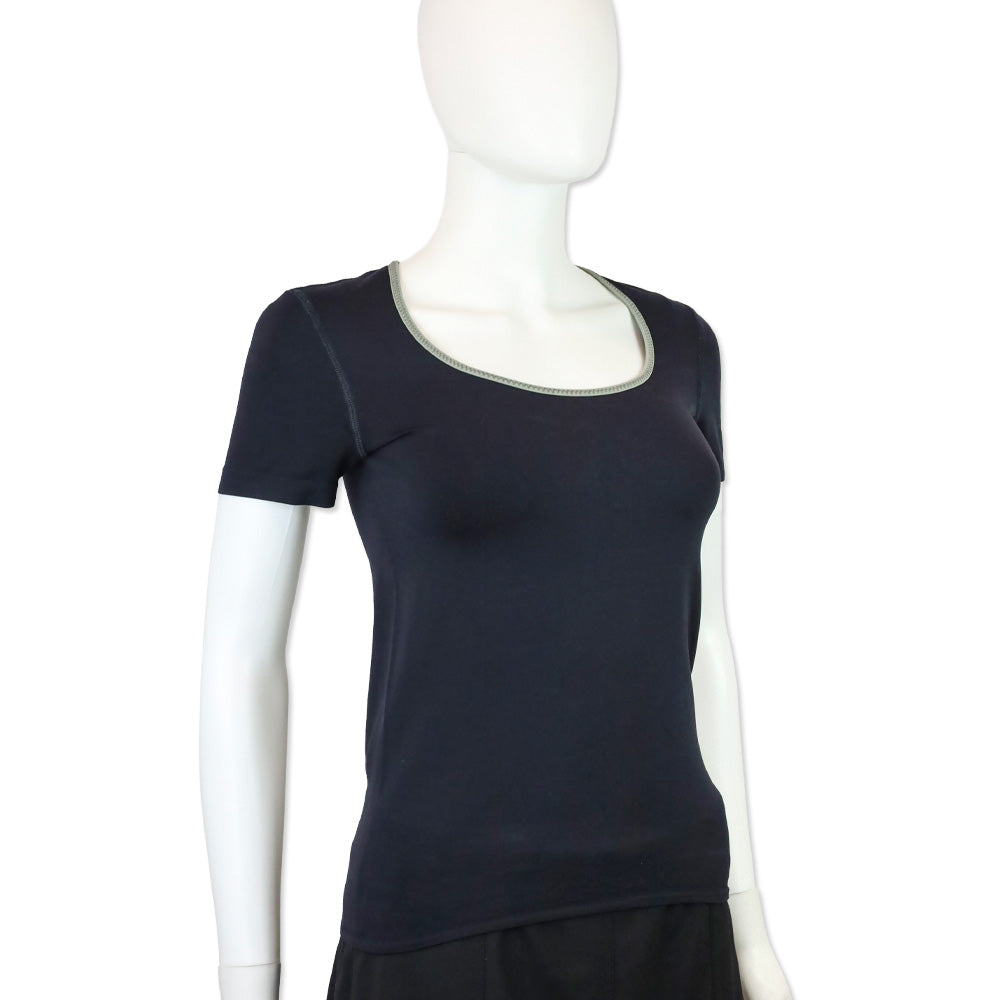 Prada Navy Blue Scoop Neck Tee Shirt Top