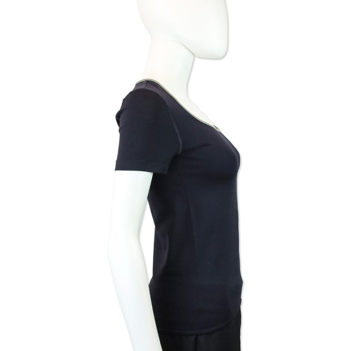 Prada Navy Blue Scoop Neck Tee Shirt Top