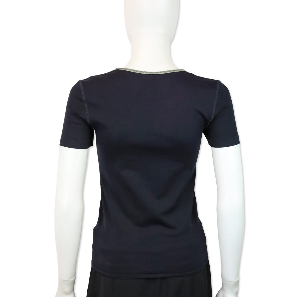 Prada Navy Blue Scoop Neck Tee Shirt Top