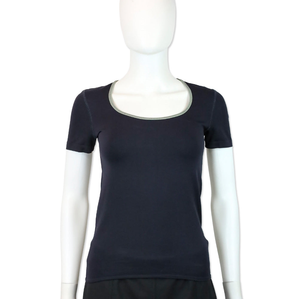Prada Navy Blue Scoop Neck Tee Shirt Top