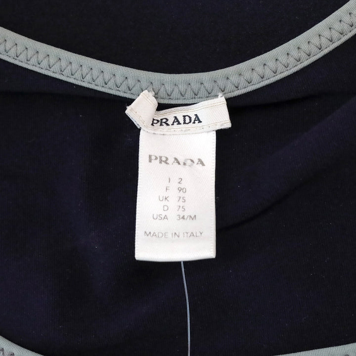 Prada Navy Blue Scoop Neck Tee Shirt Top