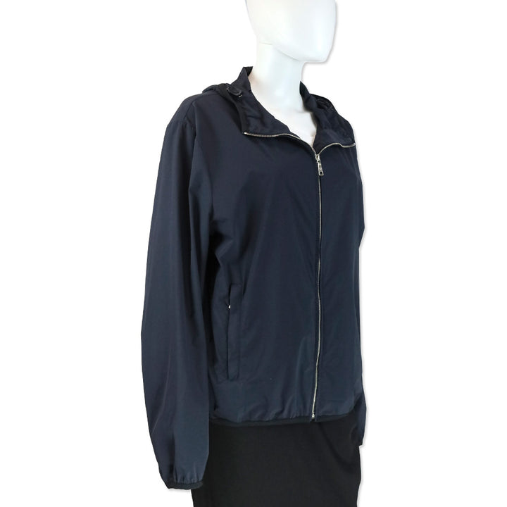 Prada Navy Nylon Hooded Zip-Up Jacket