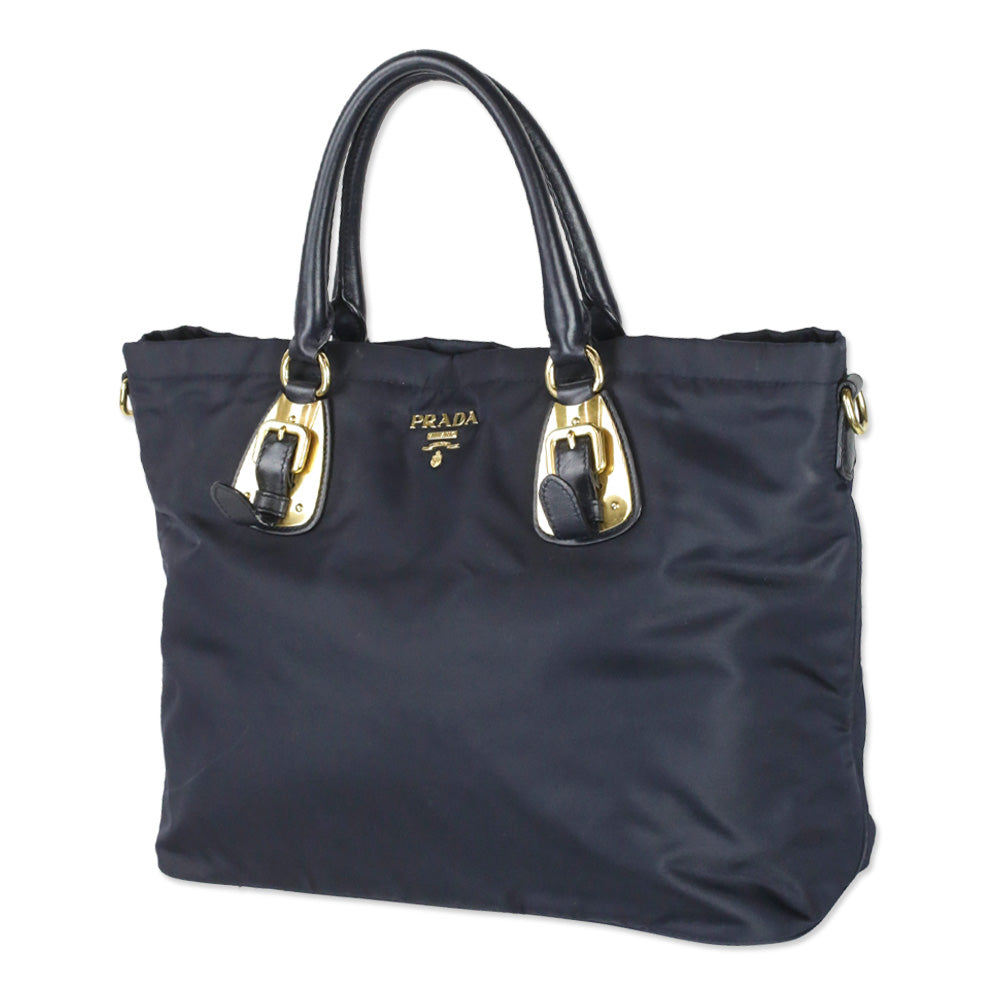Prada Navy Tessuto Nylon Tote Bag