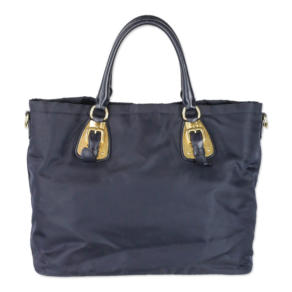 Prada Navy Tessuto Nylon Tote Bag