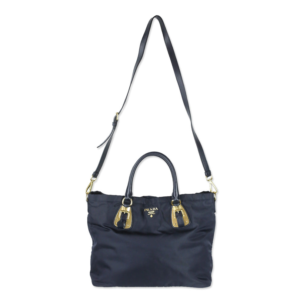 Prada Navy Tessuto Nylon Tote Bag