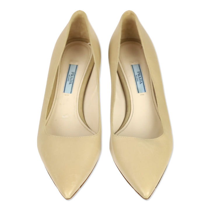 Prada Nude Leather Kitten Pump