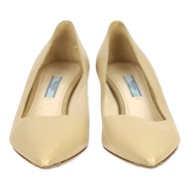 Prada Nude Leather Kitten Pump