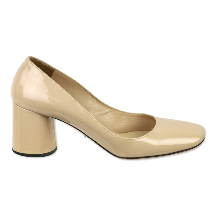 Prada Nude Patent Leather Square Toe Pumps