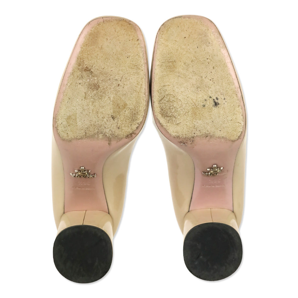 Prada Nude Patent Leather Square Toe Pumps